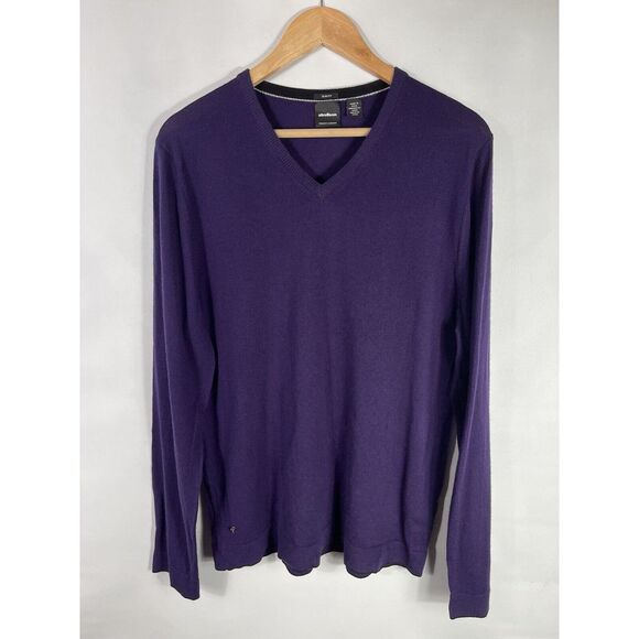 Strellson Men's XL Slim Fit Purple V-Neck‎ 100% Wool Sweater - Picture 1 of 15